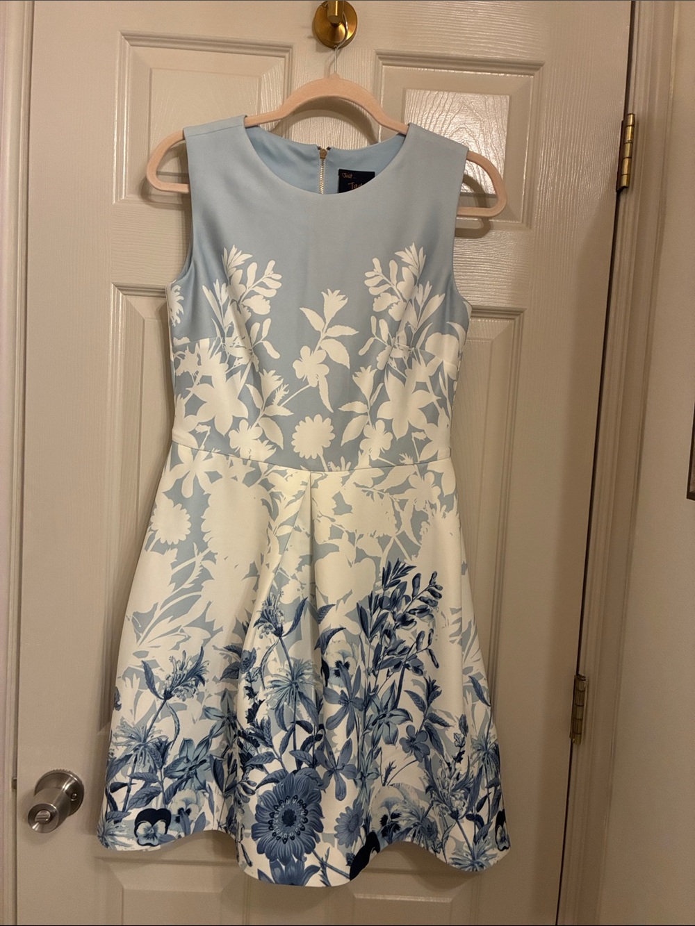 Taylor Blue and White Floral Midi Dress